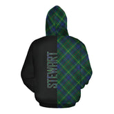 Stewart Hunting Modern Tartan Hoodie Half of Me - Cross Style